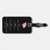 Zwart Bloemen Modern Elegant Wedding Save The Date Bagagelabel (Achterkant horizontaal)