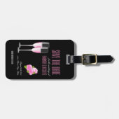 Zwart Bloemen Modern Elegant Wedding Save The Date Bagagelabel (Voorkant horizontaal)