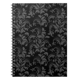 Zwart bloemen notebook notitieboek