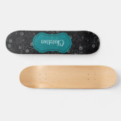 Zwart Bloemen Old School Skateboard (Horizontaal)