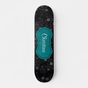 Zwart Bloemen Old School Skateboard