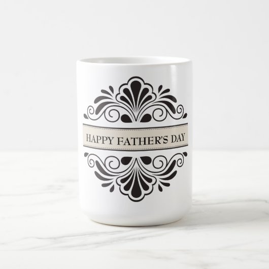 Zwart Bloemen Ornament- Happy Vaderdag Koffiemok (Center)