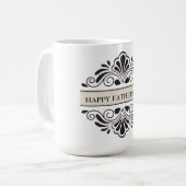 Zwart Bloemen Ornament- Happy Vaderdag Koffiemok (Voorkant links)