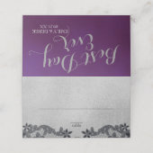 Zwart Bloemen Paarse en Zilveren Zitplaatsen Plaatskaartje (Buitenkant ongevouwen)