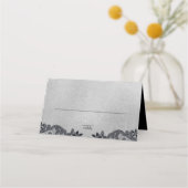 Zwart Bloemen Paarse en Zilveren Zitplaatsen Plaatskaartje (Voorkant)