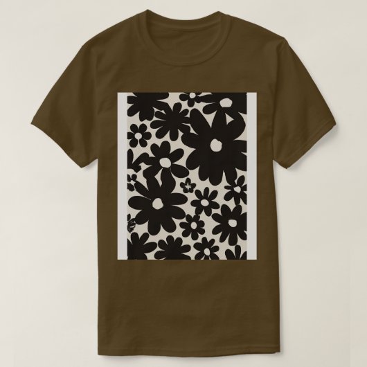 Zwart Bloemen Patroon 1 T-shirt (Design voorkant)