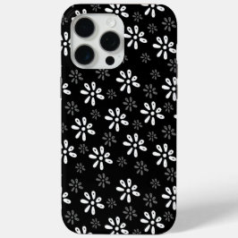 Zwart Bloemen Patroon iPhone 15 Pro Max Hoesje