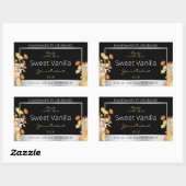 Zwart Bloemen Product Verpakkingslabel Sinaasappel Rechthoekige Sticker (Vel)