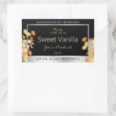 Zwart Bloemen Product Verpakkingslabel Sinaasappel Rechthoekige Sticker (Tas)