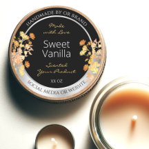 Zwart Bloemen Product Verpakkingslabel Sinaasappel