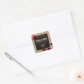 Zwart Bloemen  productetiketten Vierkante Sticker (Envelop)