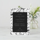 Zwart Bloemen repetitie diner Aankondiging (Staand voorkant)