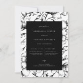 Zwart Bloemen repetitie diner Aankondiging (Voorkant)