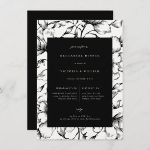 Zwart Bloemen repetitie diner Aankondiging