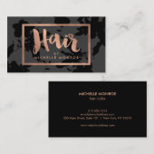 Zwart Bloemen Roos Gouden Tekst Haar Stylist Visitekaartje (Voorkant / Achterkant)