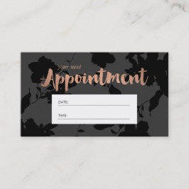 Zwart Bloemen Roos Gouden Tekst Salon Afspraak Afsprakenkaartje