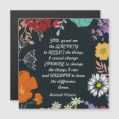 Zwart Bloemen Serenity Gebed Magneet (Voorkant / Achterkant)