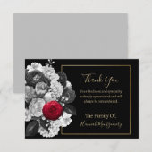 Zwart Bloemen Sympathie Note Kaart (rode roos) Notitiekaartje (Voorkant / Achterkant)