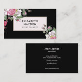 Zwart  Bloemen visitekaartje (Voorkant / Achterkant)