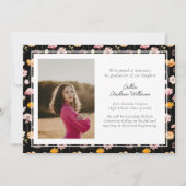 Zwart Bloemen Waterverf Wildbloemen Afstuderen Aankondiging (Voorkant)