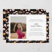 Zwart Bloemen Waterverf Wildbloemen Afstuderen