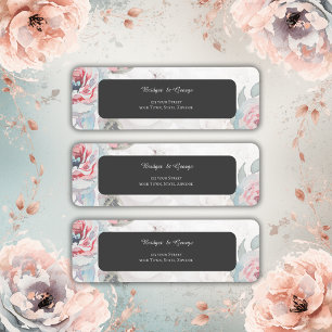 Zwart Bloemen waterverf Wildflower roos Bruiloft Etiket