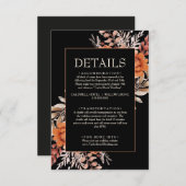 Zwart Bloemen Wildflower Herfst Boho Wedding Detai Informatiekaartje (Voorkant / Achterkant)
