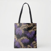 Zwart bloemenblad print canvas tas (Voorkant)