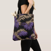 Zwart bloemenblad print canvas tas (Dichtbij)