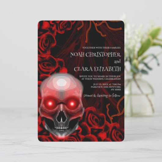 Zwart bloemendonker humeurig gothic schedel hallow kaart (Staand voorkant)