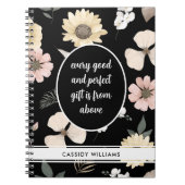 Zwart bloemengebedsjournaal notitieboek (Voorkant)