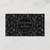 Zwart bloemenmoderne bruiloft RSVP QR-codekaarten Informatiekaartje (Achterkant)