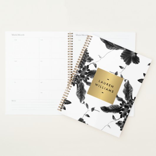 zwart bloemenpatroon Afsprakenboek Planner (Display)