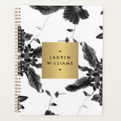 zwart bloemenpatroon Afsprakenboek Planner (Voorkant)