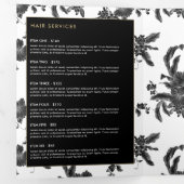  zwart bloemenpatroon brochure drieluik kaart (Binnenzijde eerst)