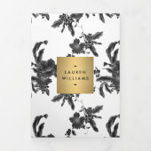  zwart bloemenpatroon brochure drieluik kaart (Cover)