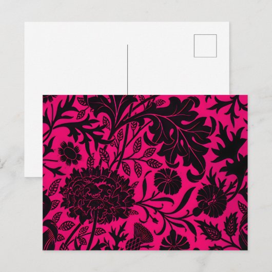   zwart bloemenpatroon op neon briefkaart (Voorkant / Achterkant)