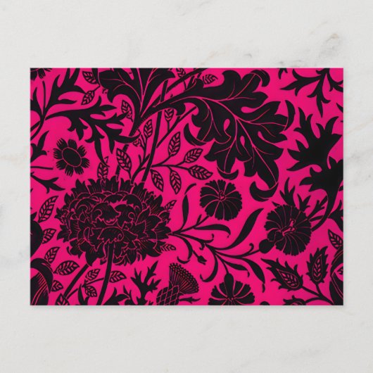   zwart bloemenpatroon op neon briefkaart (Voorkant)