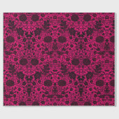   zwart bloemenpatroon op neon cadeaupapier (Vlak)