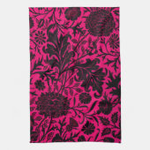 zwart bloemenpatroon op neon theedoek (Verticaal)