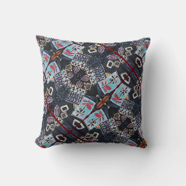 Zwart bloemig geometrisch patroon mooi kussen
