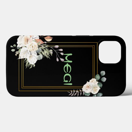 Zwart bloemmasker Case-Mate iPhone case (Achterkant (horizontaal))