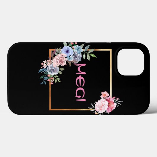 Zwart bloemmasker met uw Hoesje-Mate iPhone CASE (Achterkant (horizontaal))