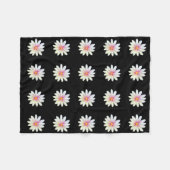 Zwart Bloemmotief Fleece Deken (Voorkant (Horizontaal))