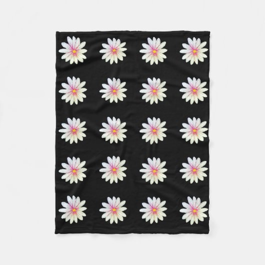 Zwart Bloemmotief Fleece Deken (Voorkant)