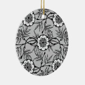 Zwart Bloemmotief Keramisch Ornament (Rechts)