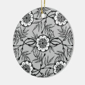 Zwart Bloemmotief Keramisch Ornament (Links)