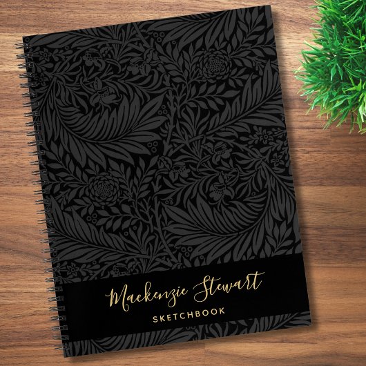 Zwart bloemmotief schetsboek notitieboek