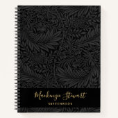 Zwart bloemmotief schetsboek notitieboek (Voorkant)