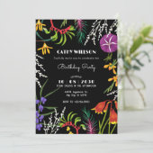 Zwart bloemmotief tropisch Natuur  Kaart (Staand voorkant)